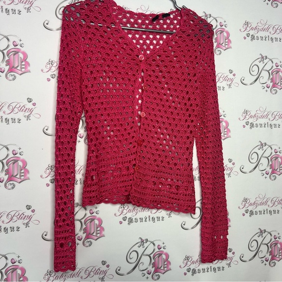 Hawaii cardigan pink mesh crochet button up stunning beach vibes beach bum 🏝️ - Picture 8 of 11